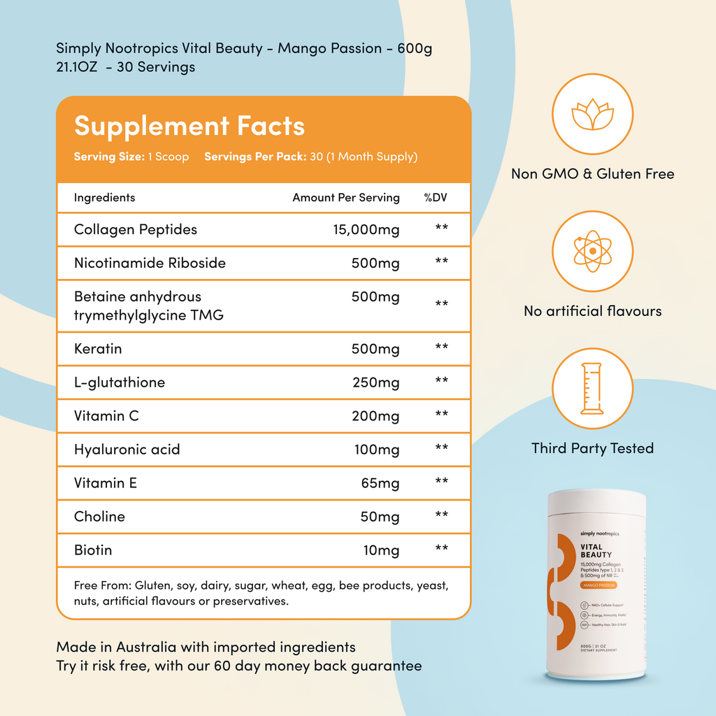 Vital Beauty Collagen Powder Mango Passion - 600g
